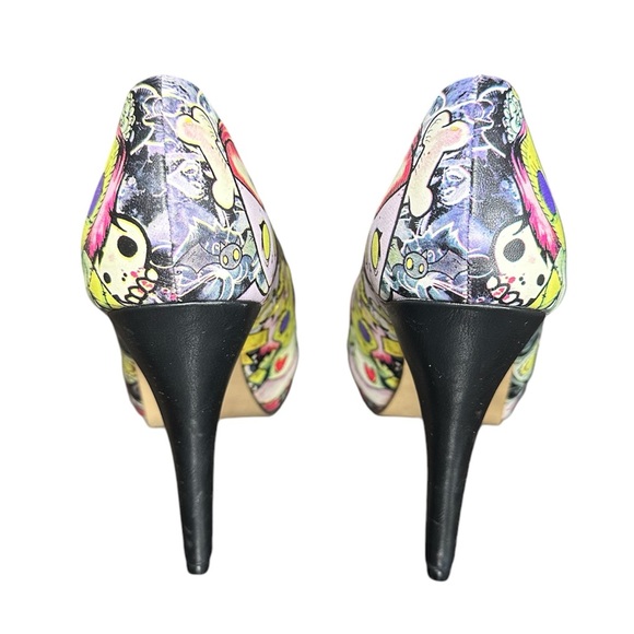 Black and Yellow Iron Fist Multicolor Peep Toe Heels - Picture 5 of 7